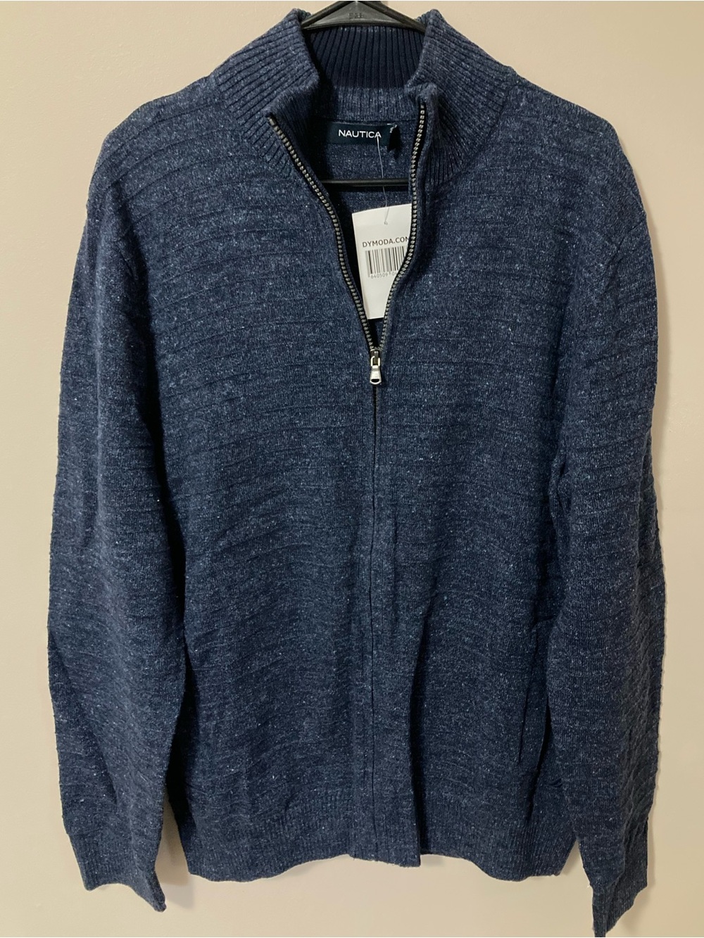 Nautica Men’s Navy Blue Full-Zip Knit Sweater